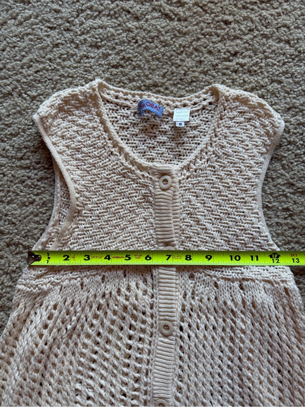 Acrobat Cream Openwork Knit Button-Front Top - Picture 5 of 6